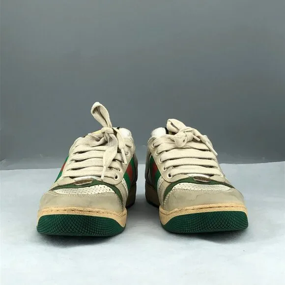 Gucci Ace Web Stripe Sneakers White Green Women’s Size 35.5 - Picture 1 of 11